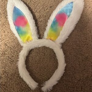 Marshalls White Bunny Ears Headband with Rainbow Accents